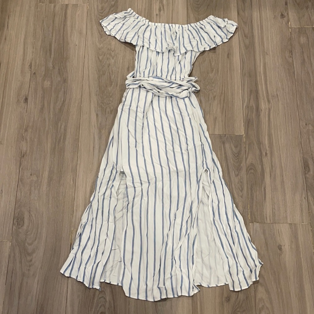 Off the shoulder maxi dress with double slit